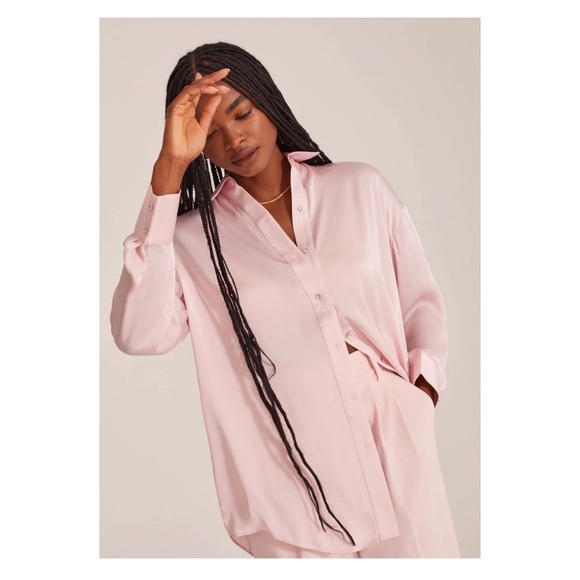 New! FAVORITE DAUGHTER Oversized Satin Ex-Boyfriend Shirt - Picture 7 of 14